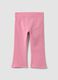 Pink organic stretch-cotton flared trousers for baby girl_0