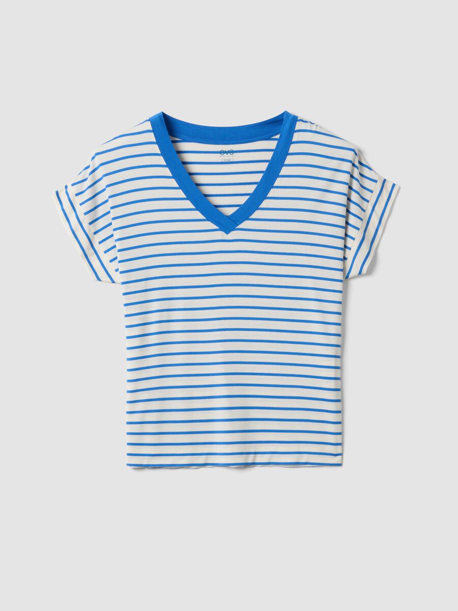 Blue striped stretch viscose T-shirt_4