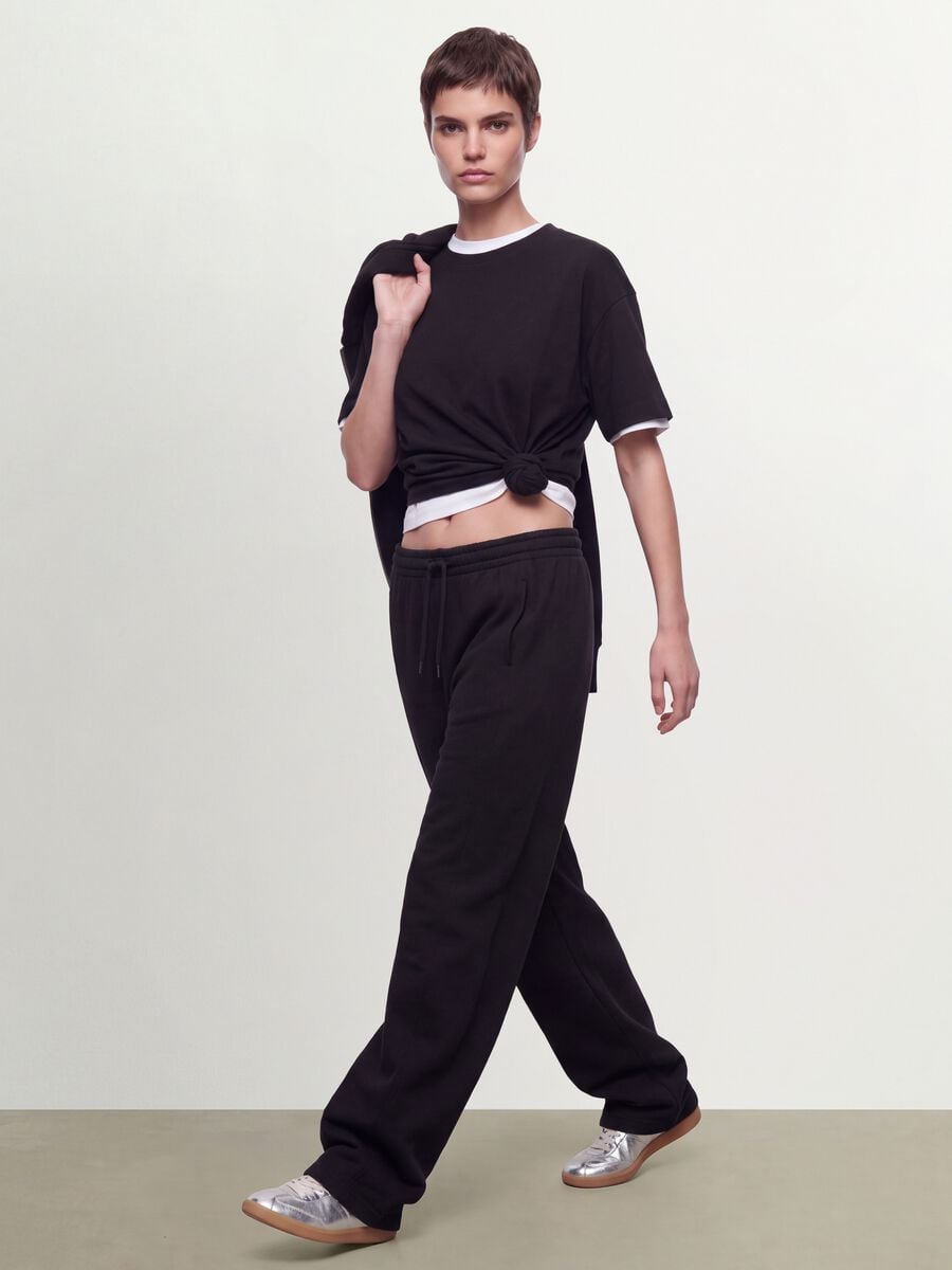 Black barrel-fit cotton-blend joggers_0
