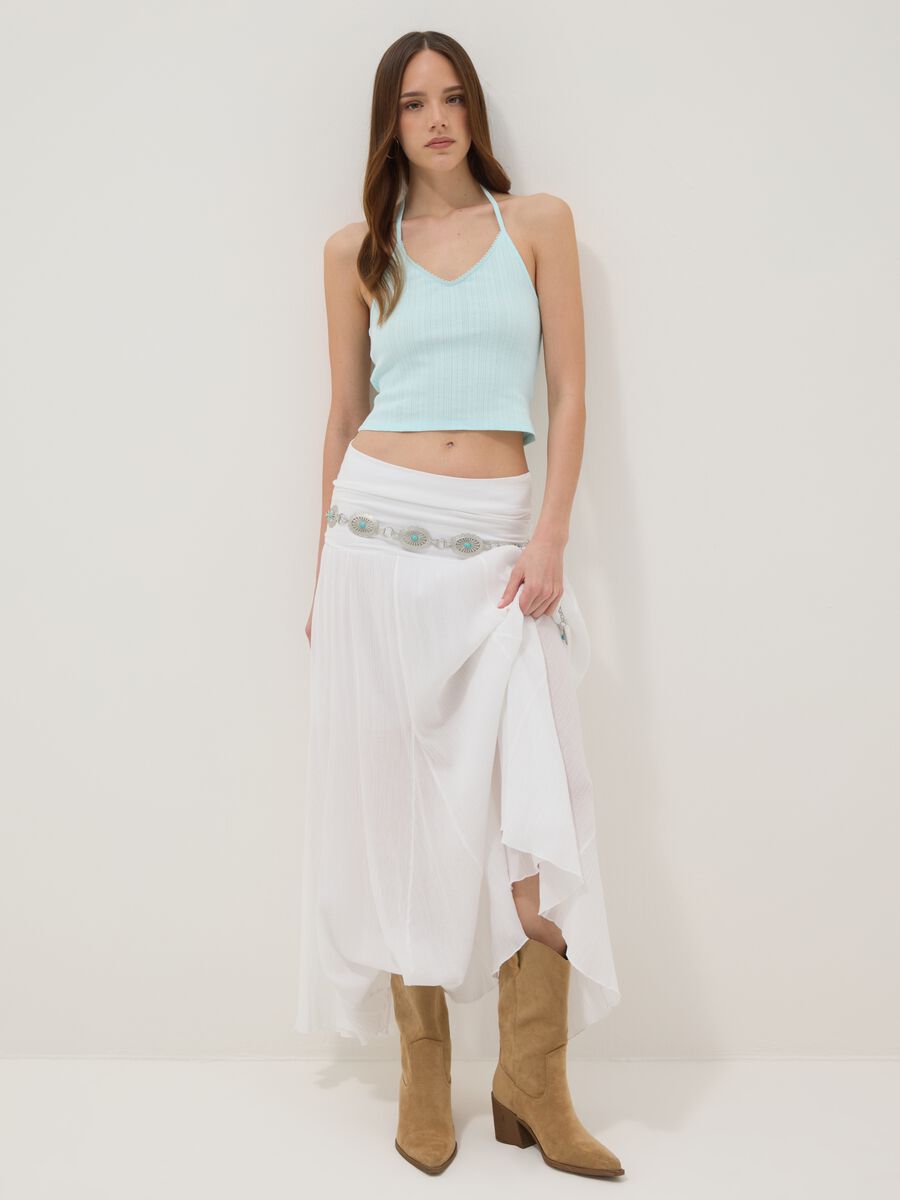 Light blue pure cotton ribbed top_1