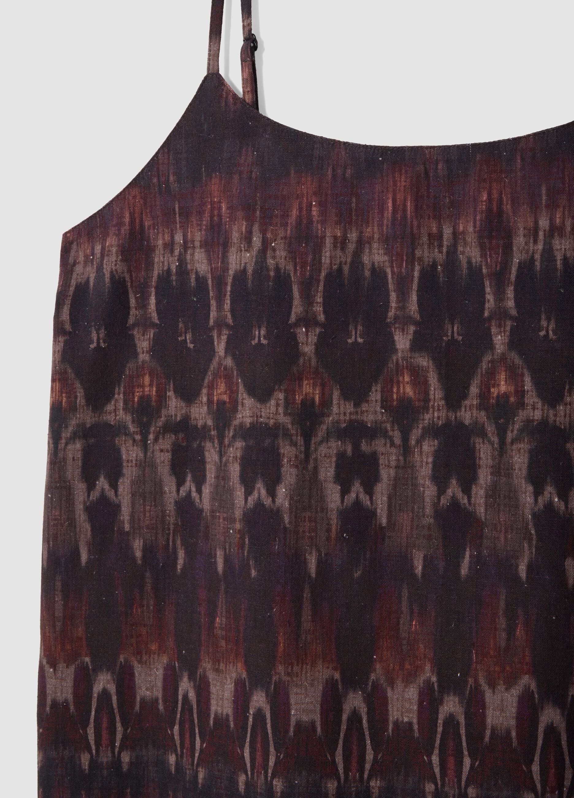 Purple cotton-linen blend dress with slim straps