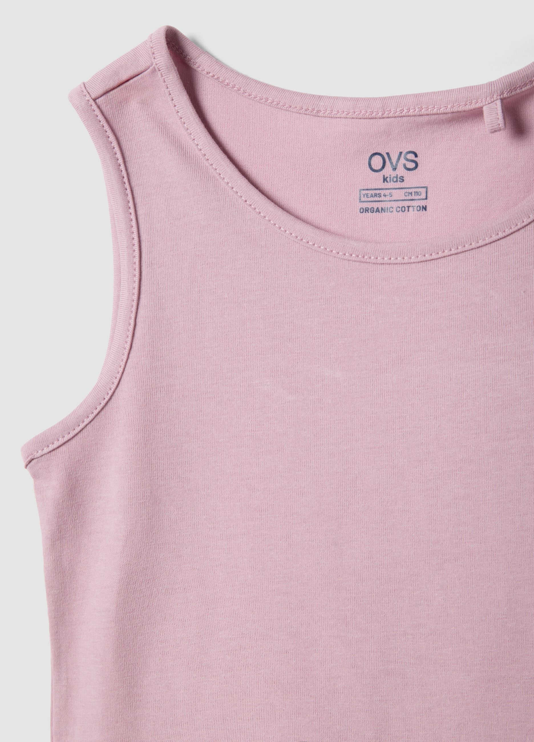 Girls&rsquo; pink sleeveless pure cotton dress, regular fit
