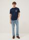 Blue short-sleeved T-shirt in 100% cotton_1