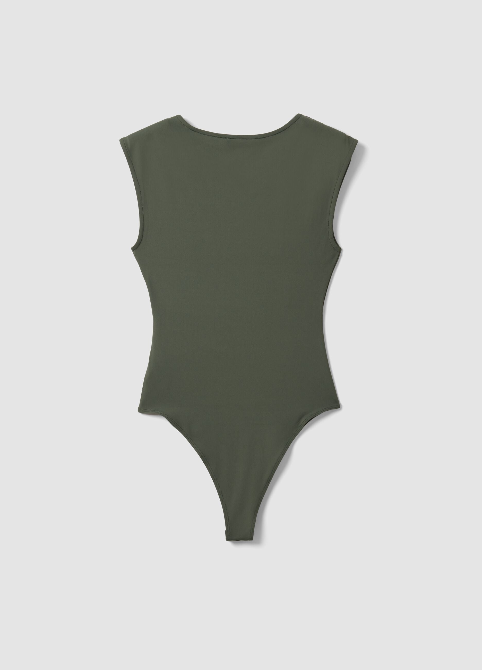 Green stretch bodysuit with ruching, regular fit