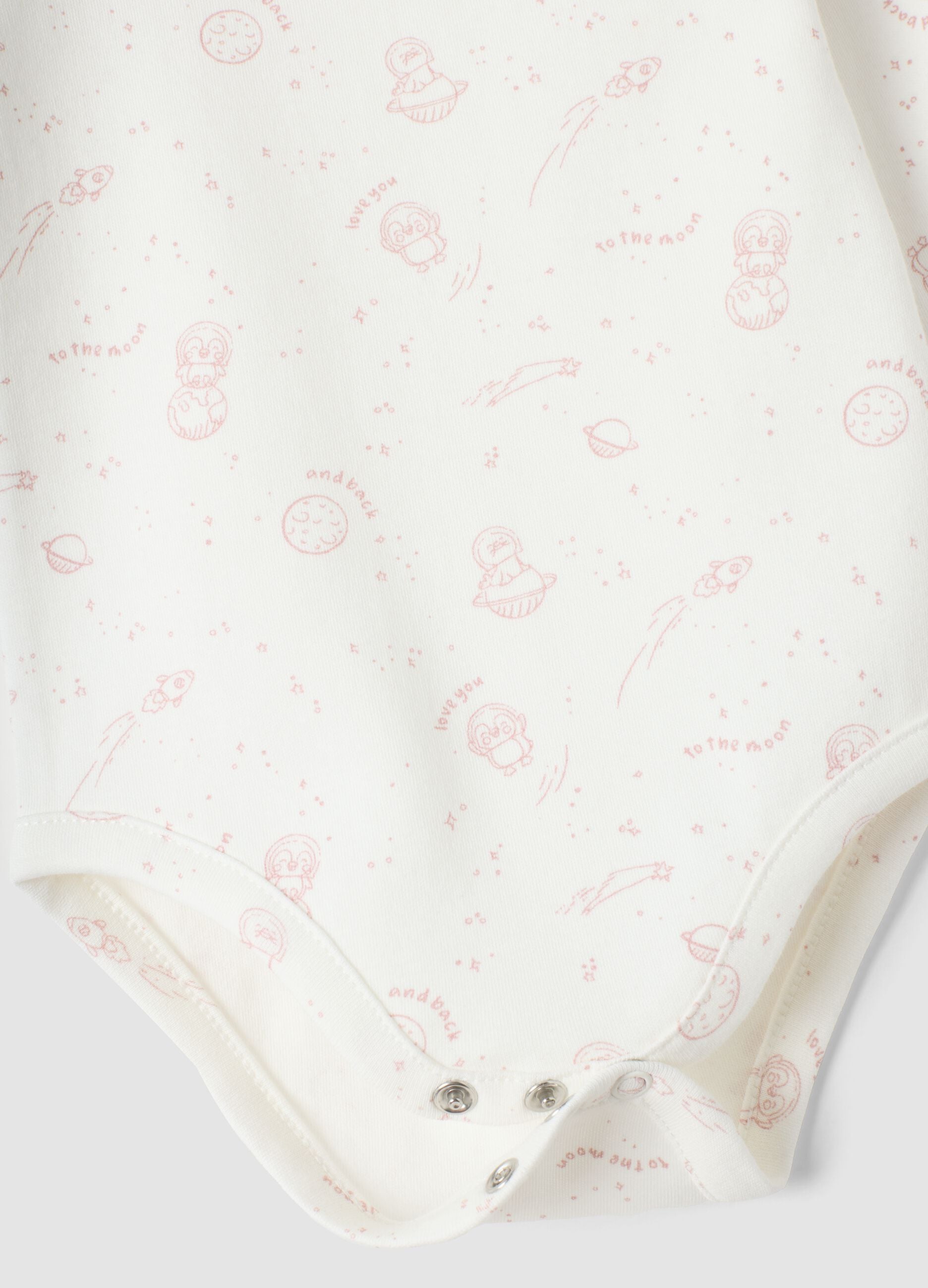 3-pack of pink and white organic cotton crew-neck bodysuits