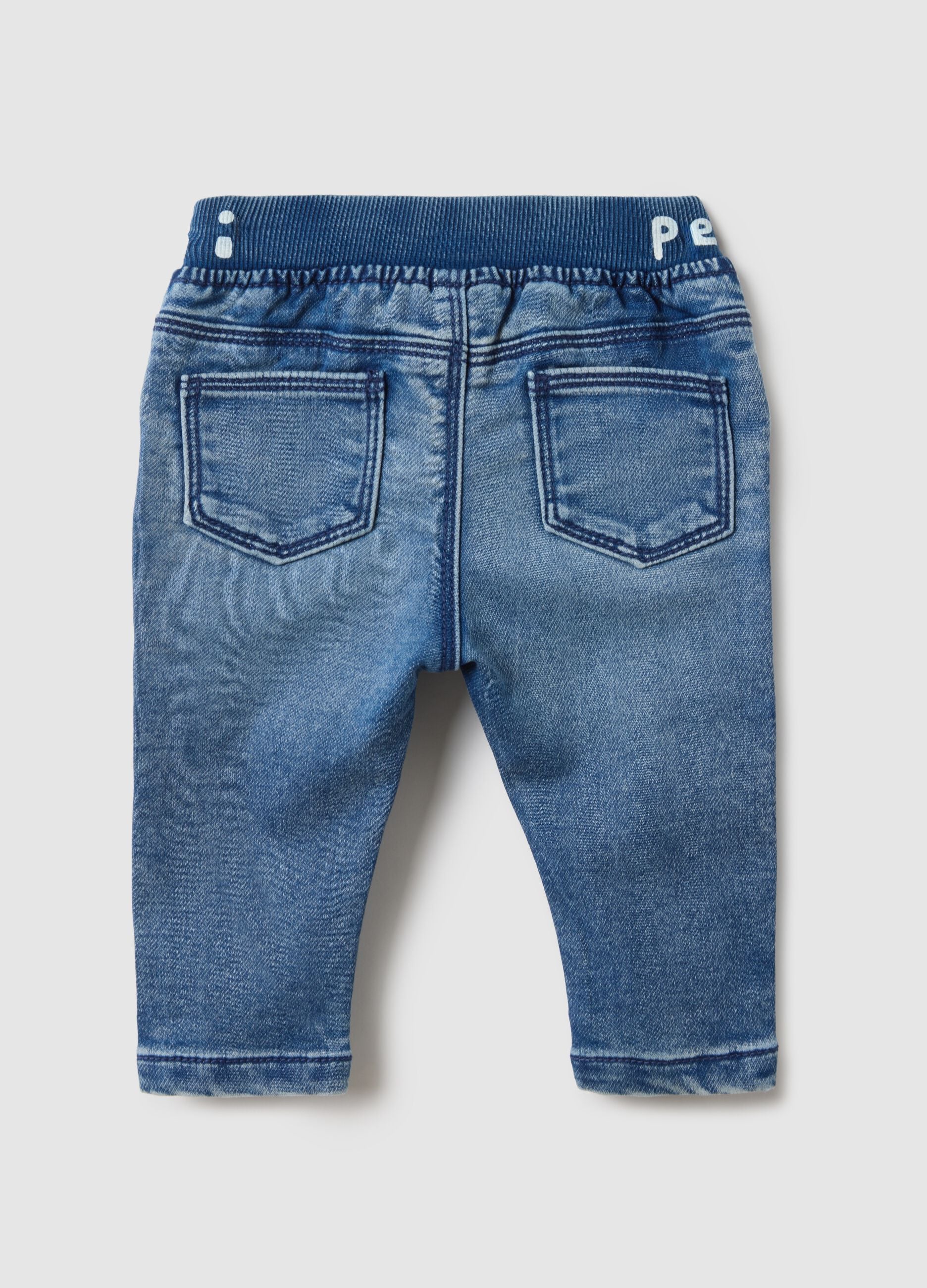 Blue cotton blend jeans for newborns regular fit