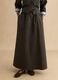Grey long pure cotton skirt with elastic waistband_1