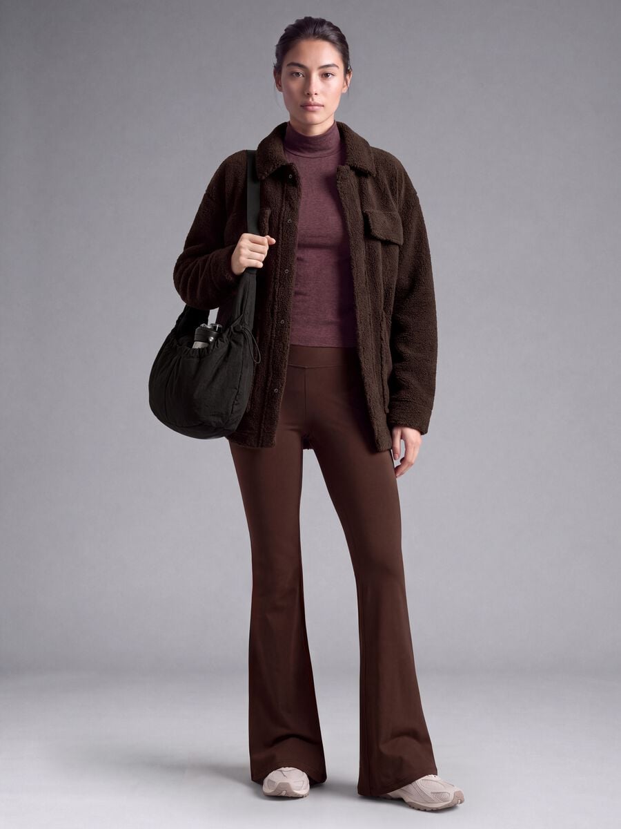 Brown flared leggings in breathable stretch fabric ALTAVIA STUDIO_0