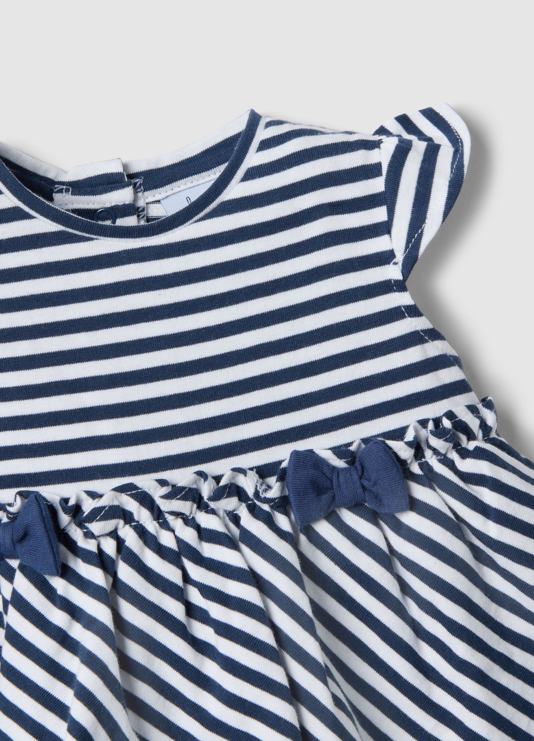 Girls&rsquo; pure cotton stripy baby romper regular fit