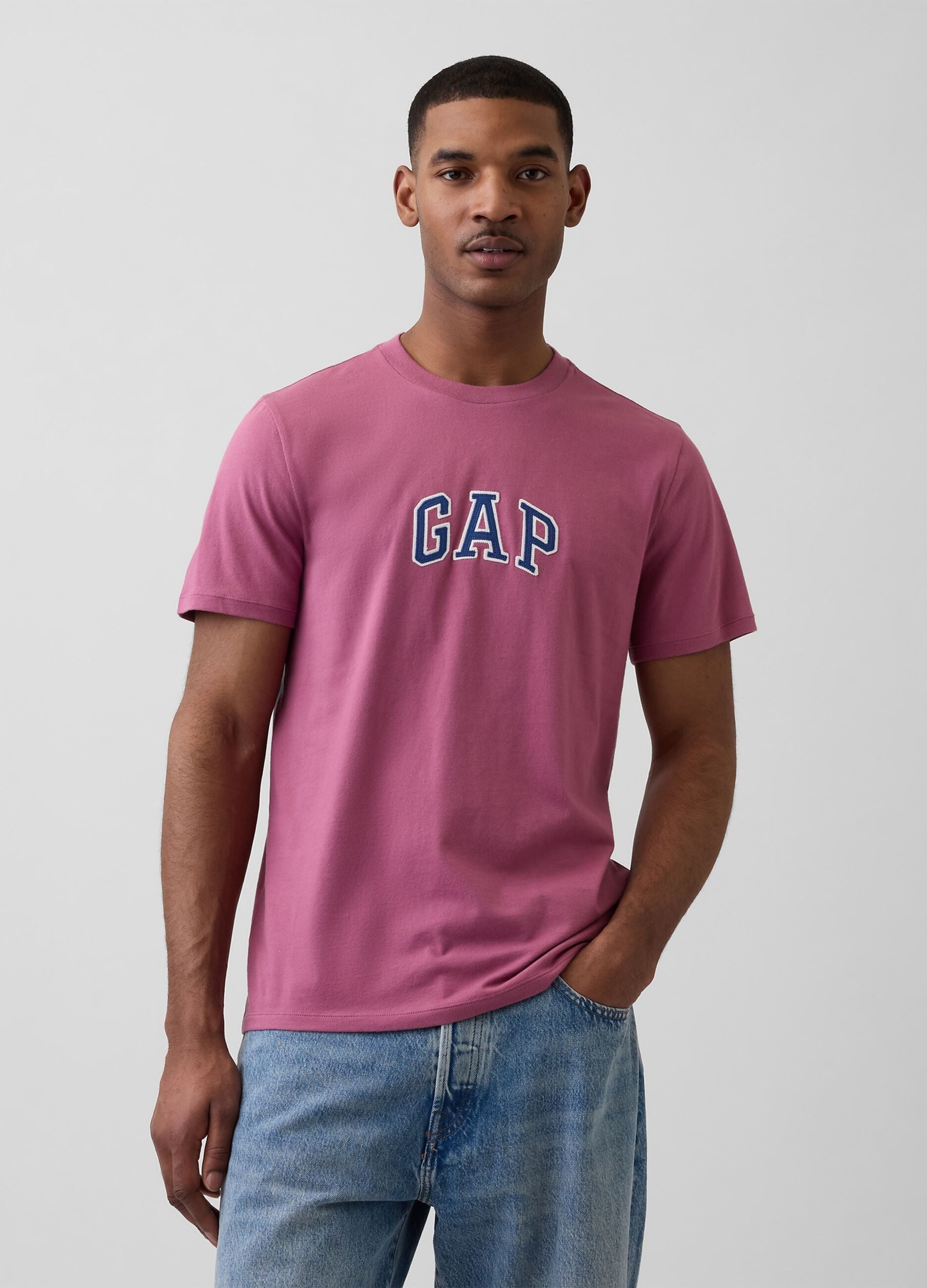 Short-sleeve pure cotton logo T-shirt