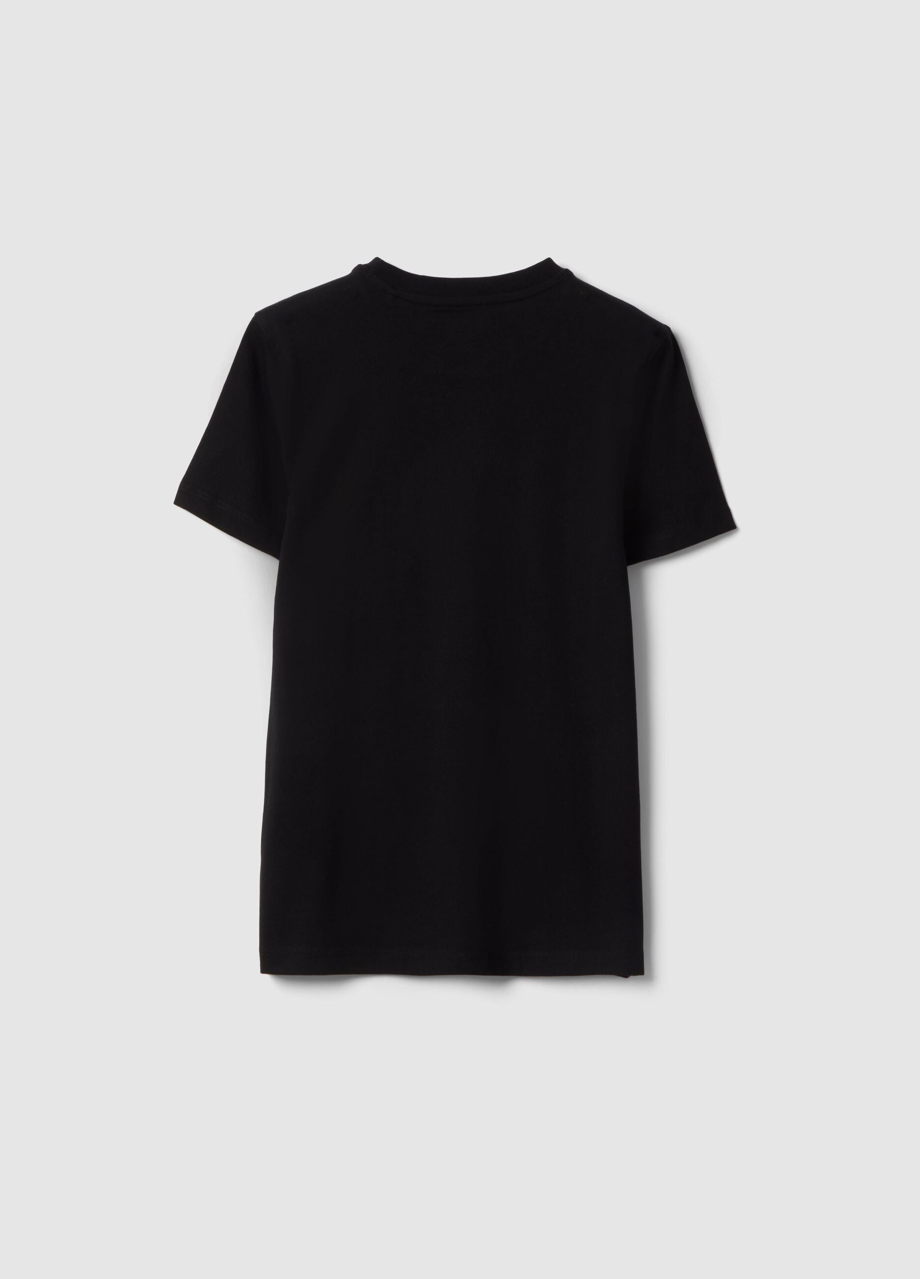 Boy's black pure cotton regular fit T-shirt with print