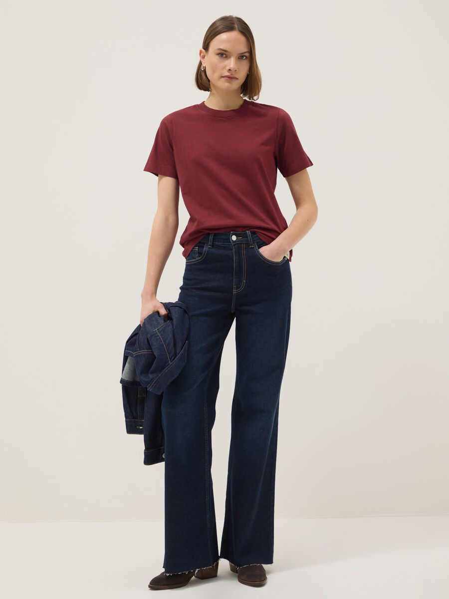 Red crew neck t-shirt in pure cotton regular fit_1