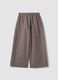 Brown pure cotton trousers with elasticated waistband for girls_4