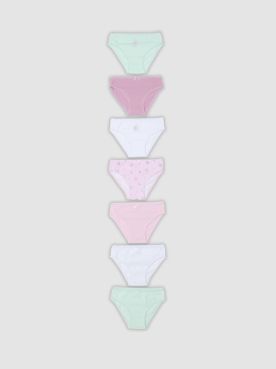 Pack of seven multicolour girls&rsquo; briefs in stretch organic cotton_0