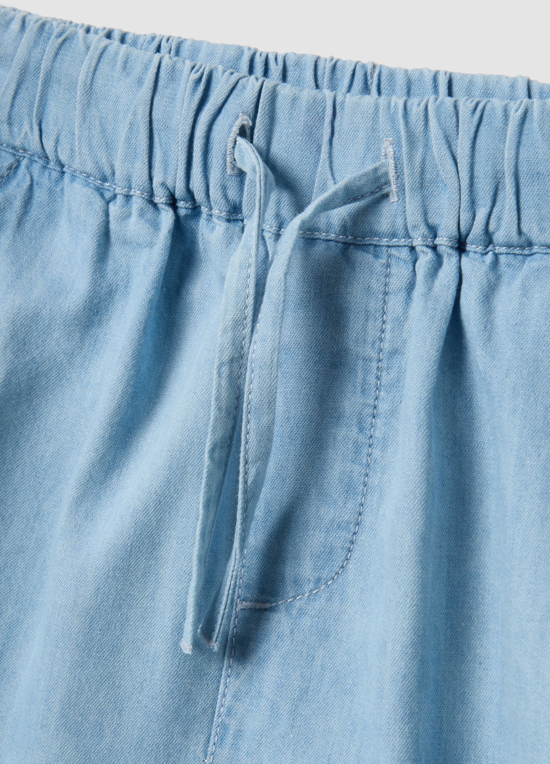 Girls&rsquo; light blue pure cotton denim shorts, regular fit