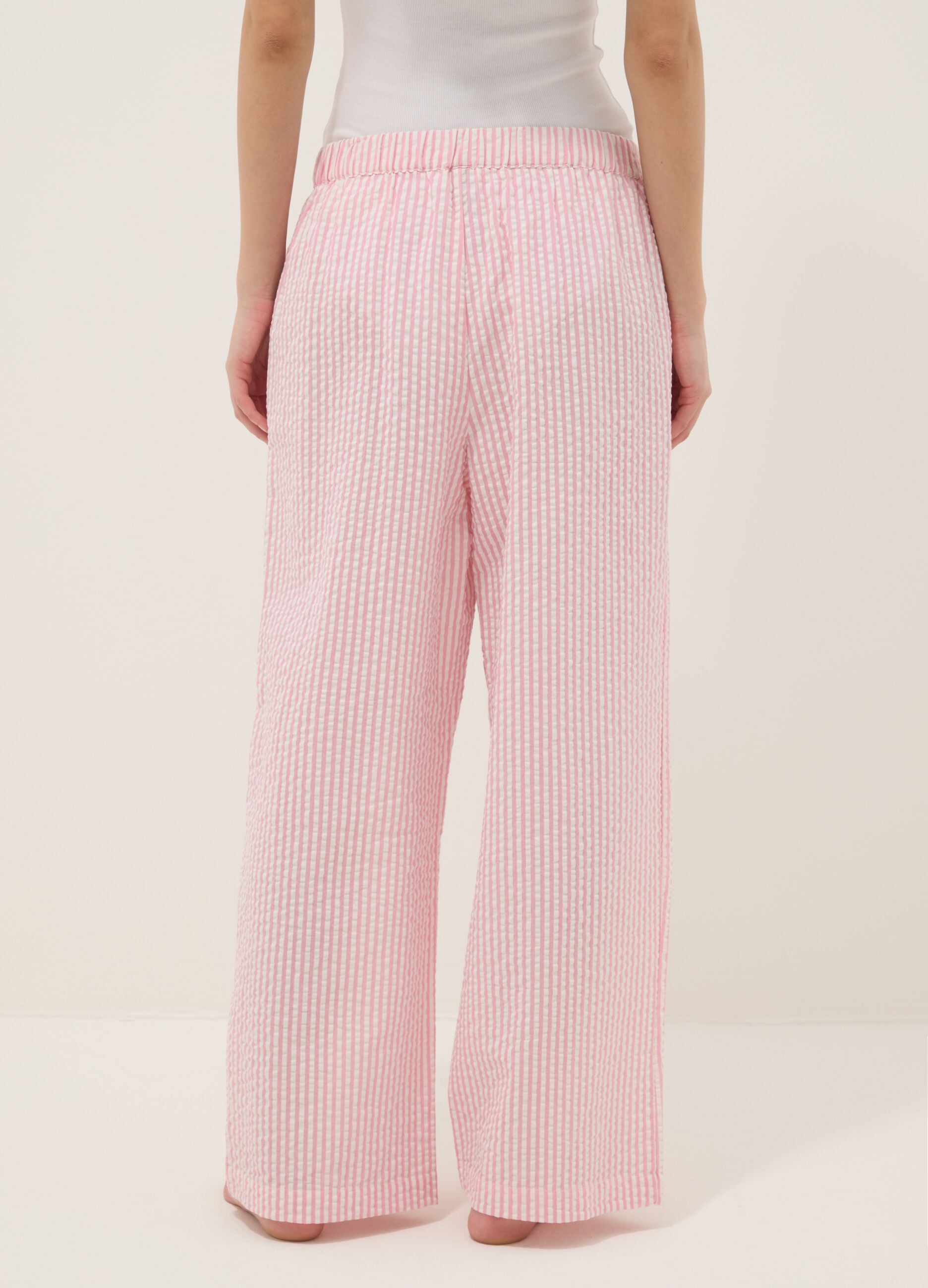 Multicoloured striped pure cotton pyjama trousers in regular fit