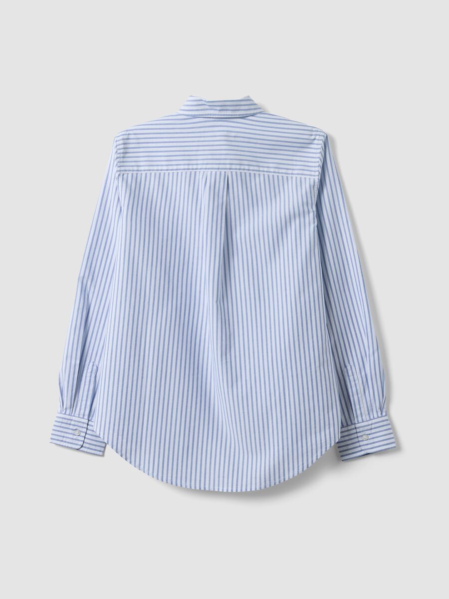 Light blue Oxford shirt with white stripes in pure cotton, comfort fit_6