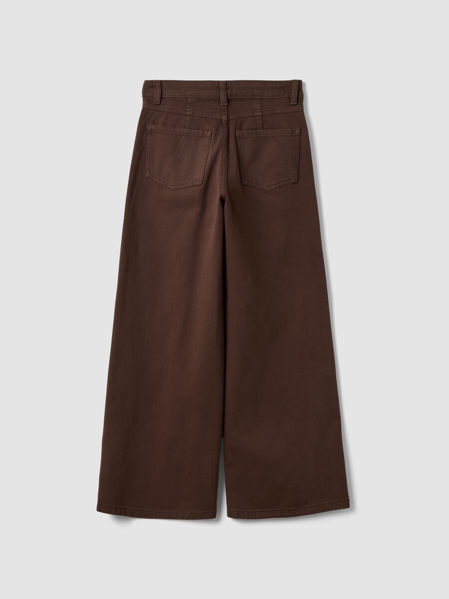 Brown wide-leg jeans in pure cotton twill_5