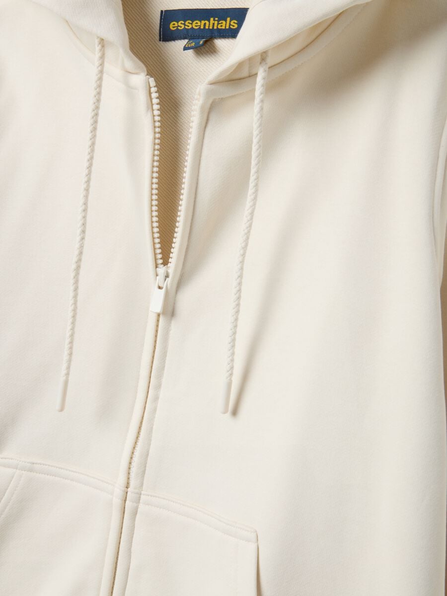 Felpa in misto cotone beige regular fit con cappuccio e zip_5