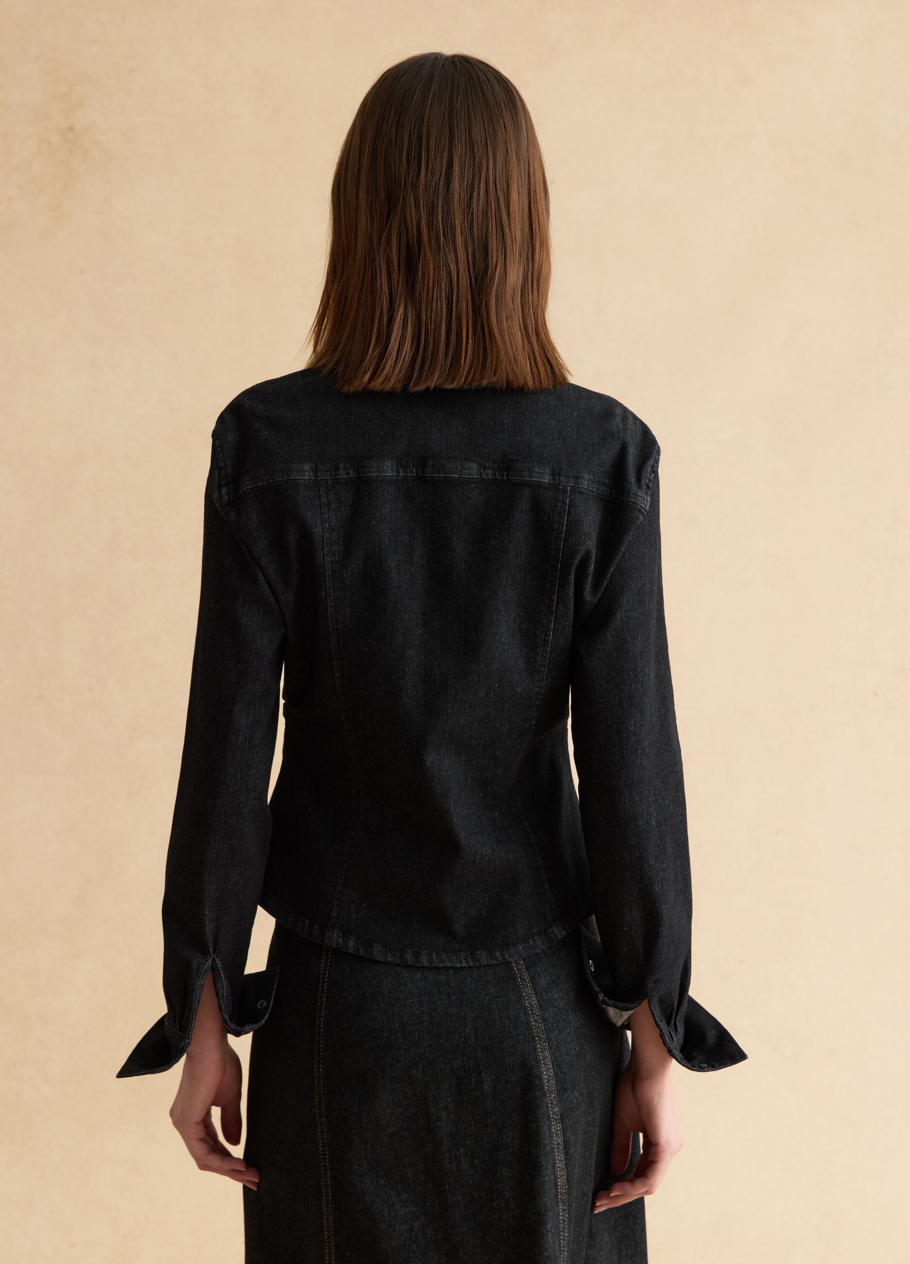 Black Stretch Cotton Long Sleeve Slim Fit Shirt