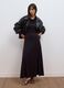 Long brown slim-fit dress with shawl collar_0