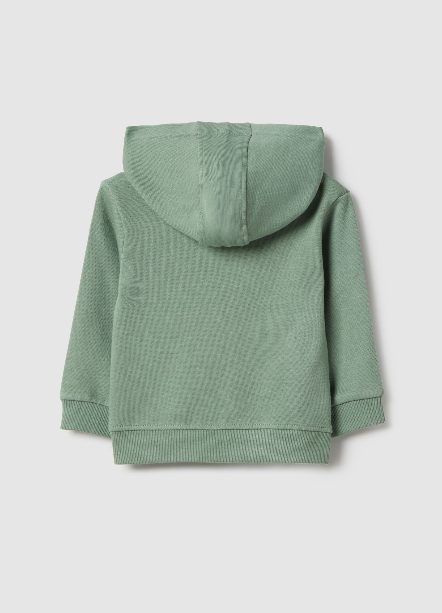 Green pure cotton kids' regular fit hoodie with zip