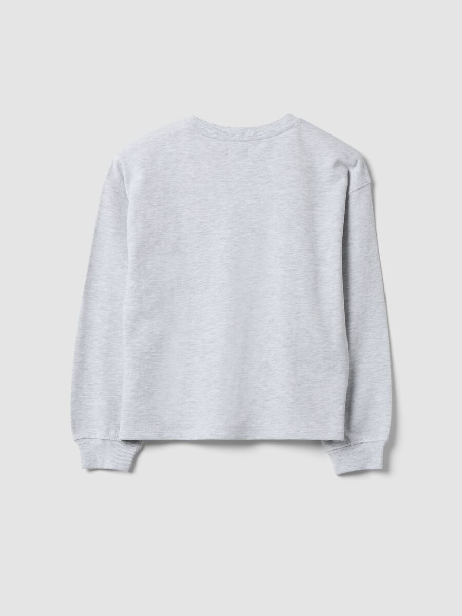 Girls&rsquo; grey 100% cotton sweatshirt with star, relaxed fit_4