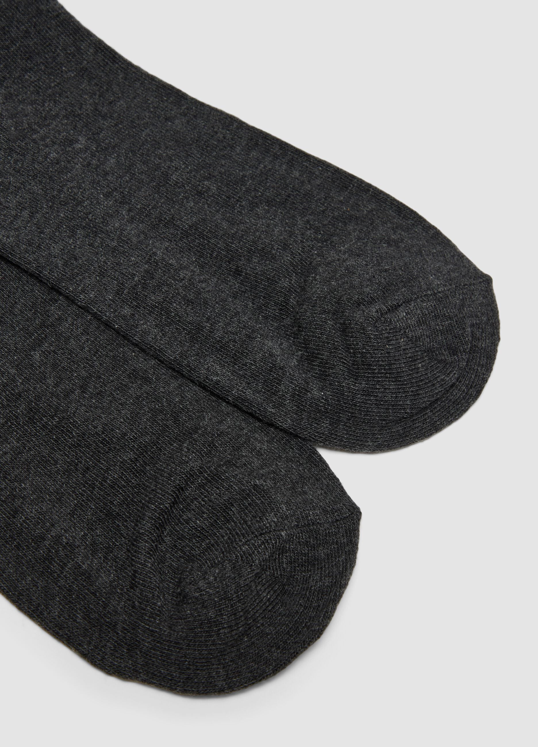 Pack of five long grey socks in stretch organic cotton