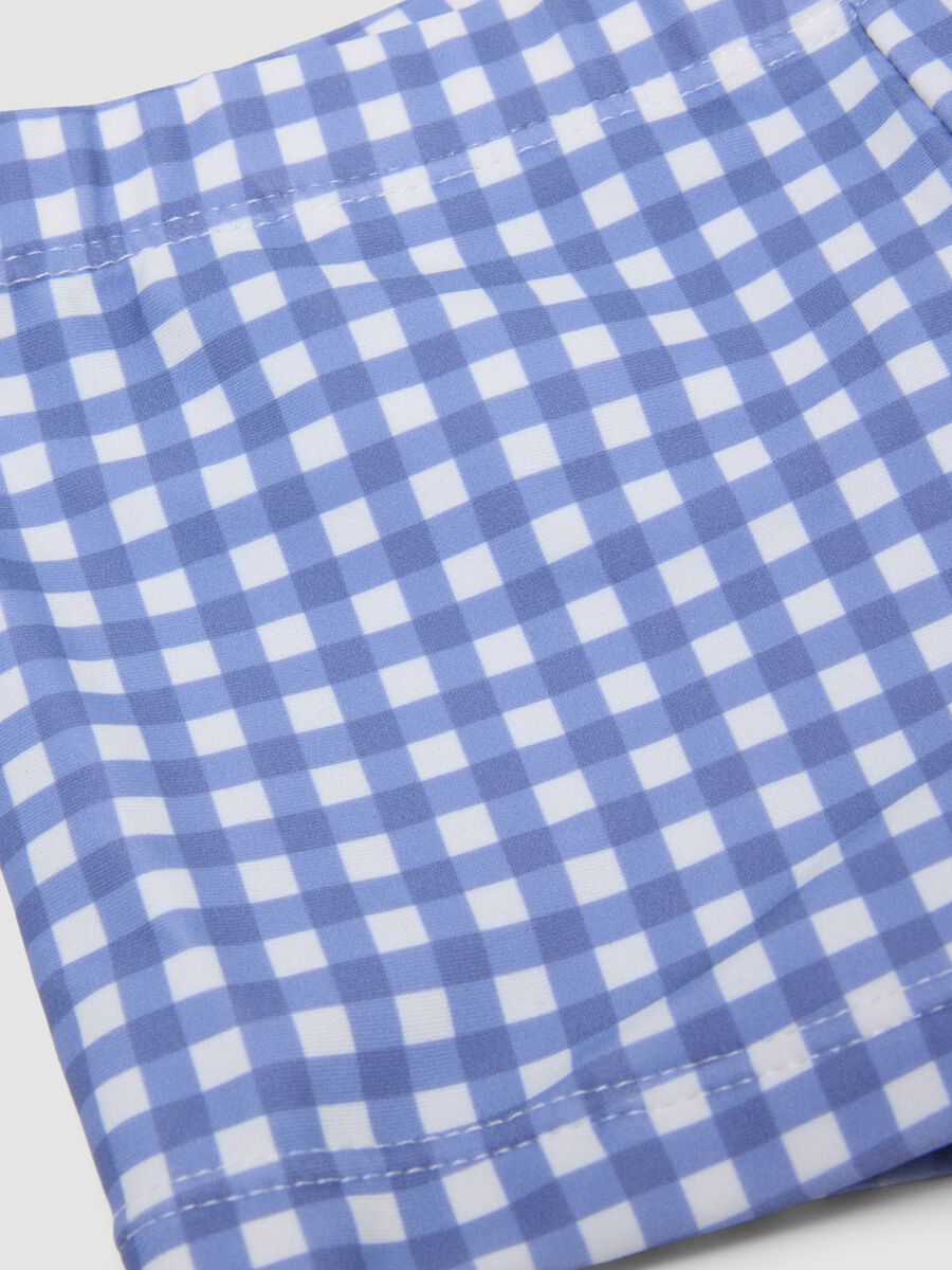 Blue gingham stretch swim shorts_3