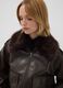 Brown viscose-blend parka with contrasting collar_0
