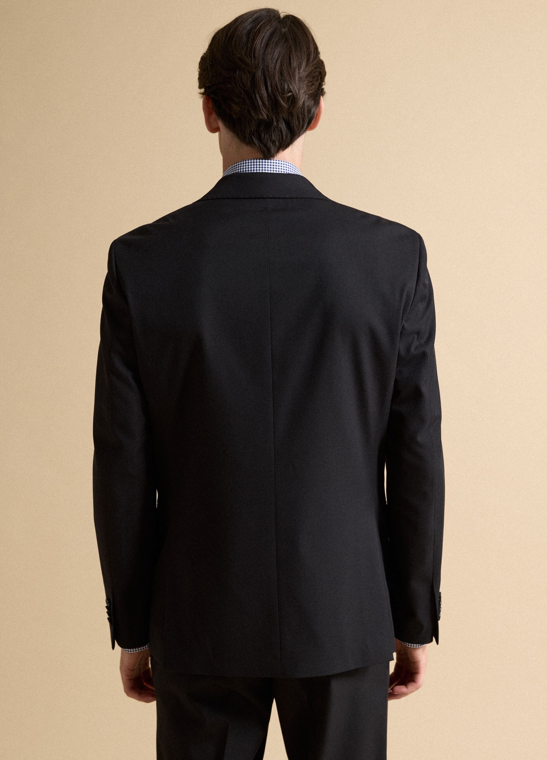 Black stretch viscose blazer with classic lapels