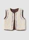 White crew-neck gilet with floral embroidery, regular fit_0