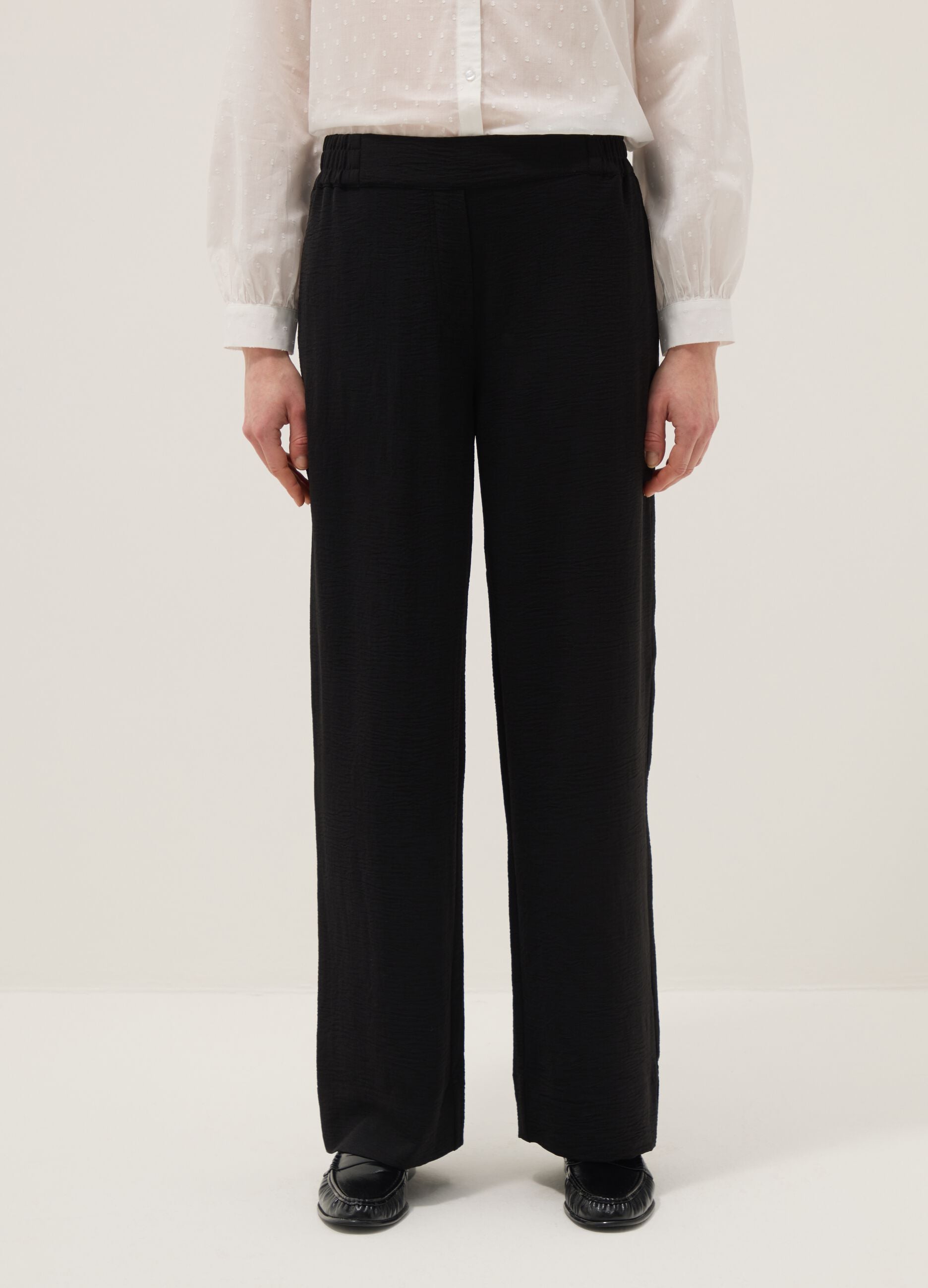 Pantaloni neri con vita elasticizzata wide leg
