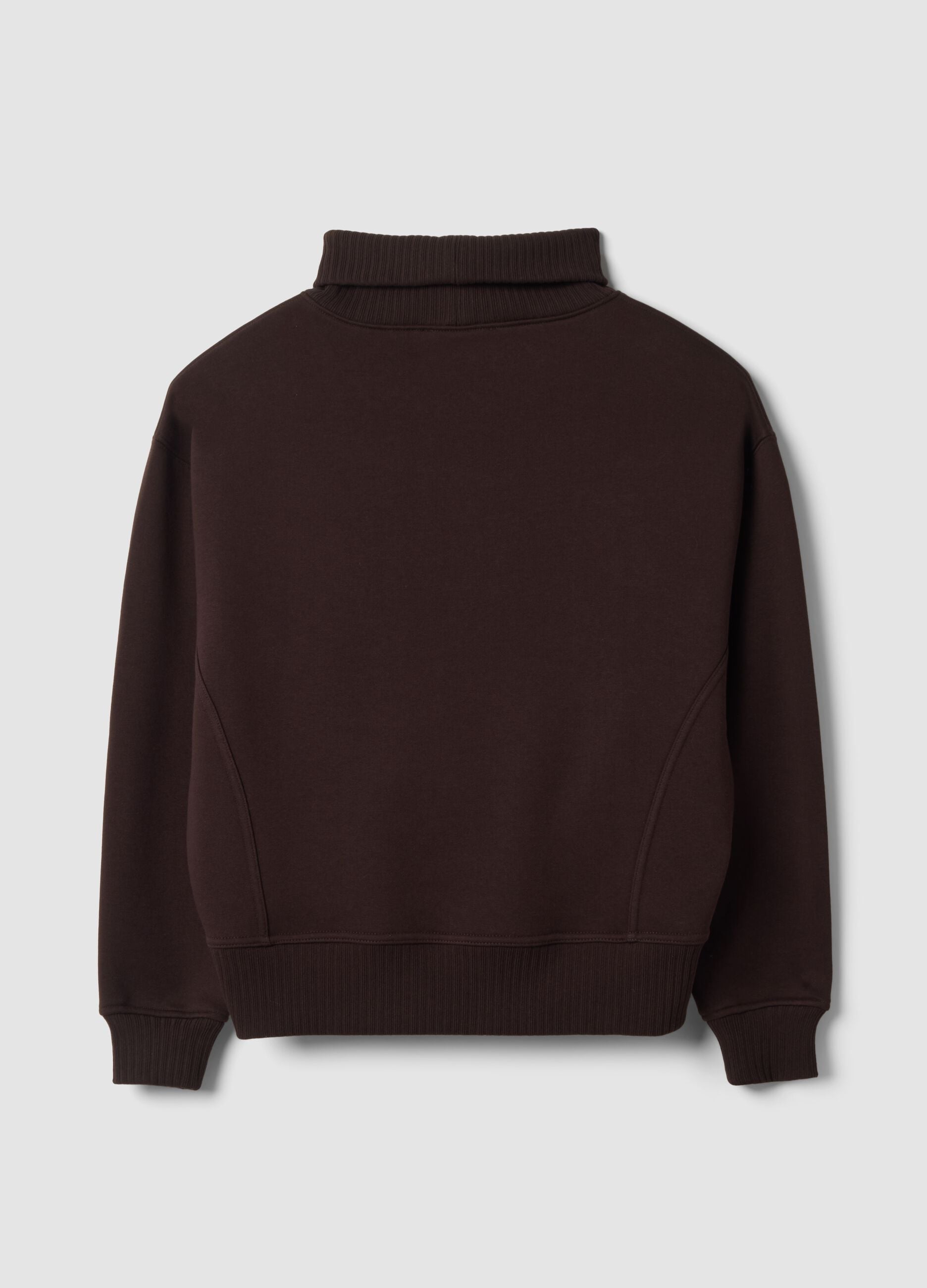 Brown regular-fit crew-neck fleece cotton-blend sweatshirt