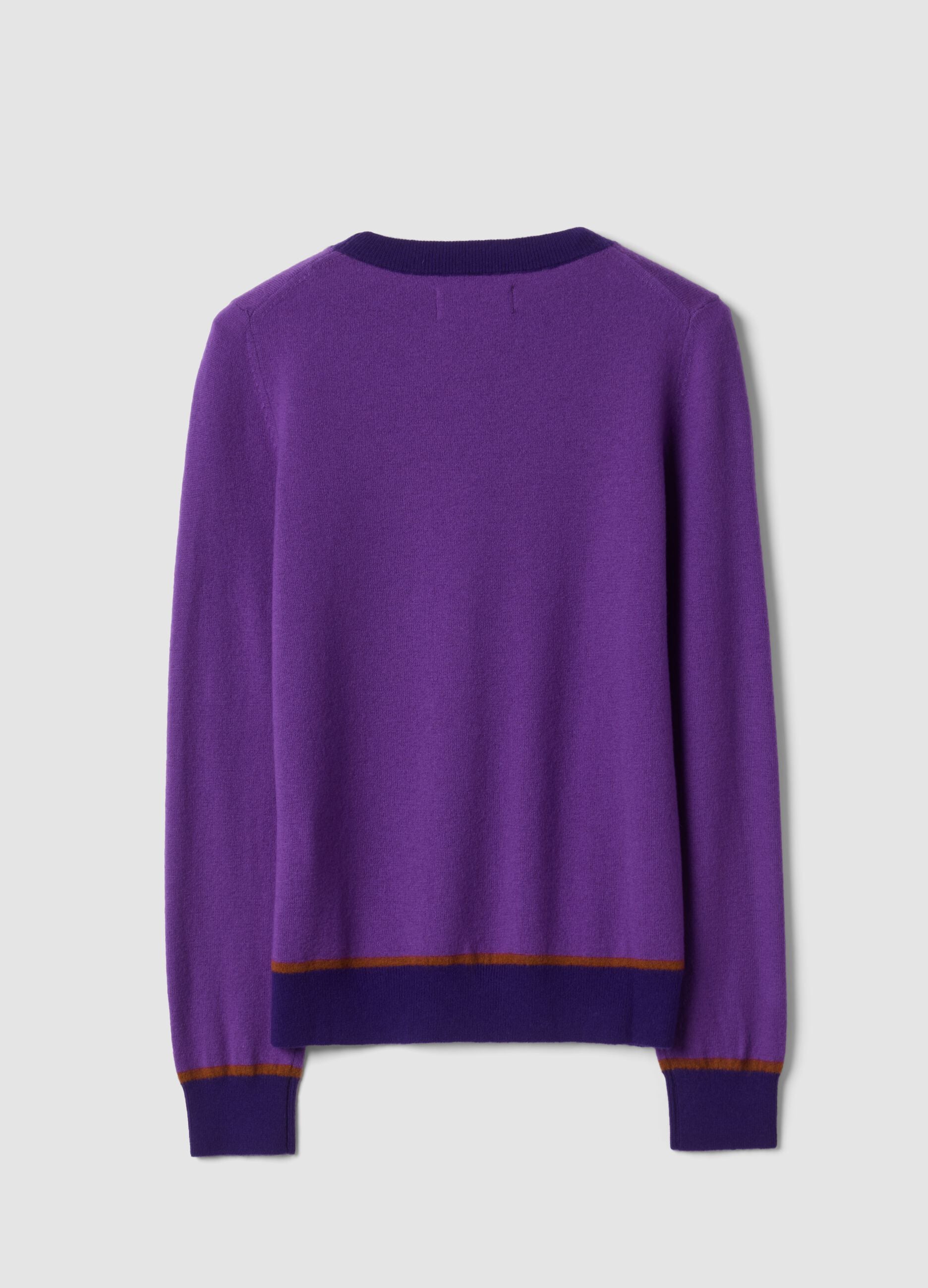 Purple pure wool crew-neck jumper