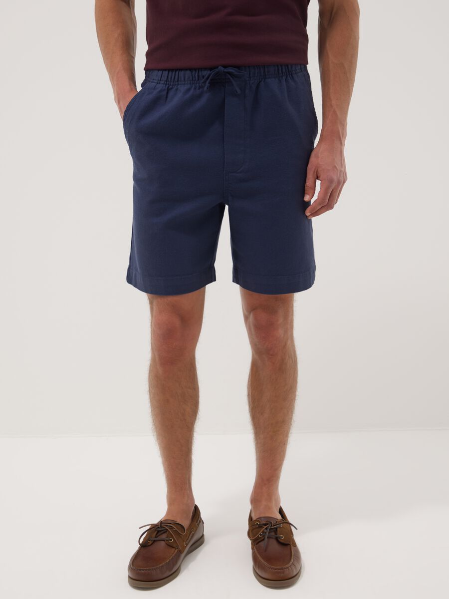 Blue chino shorts in pure cotton with elasticated waist_1