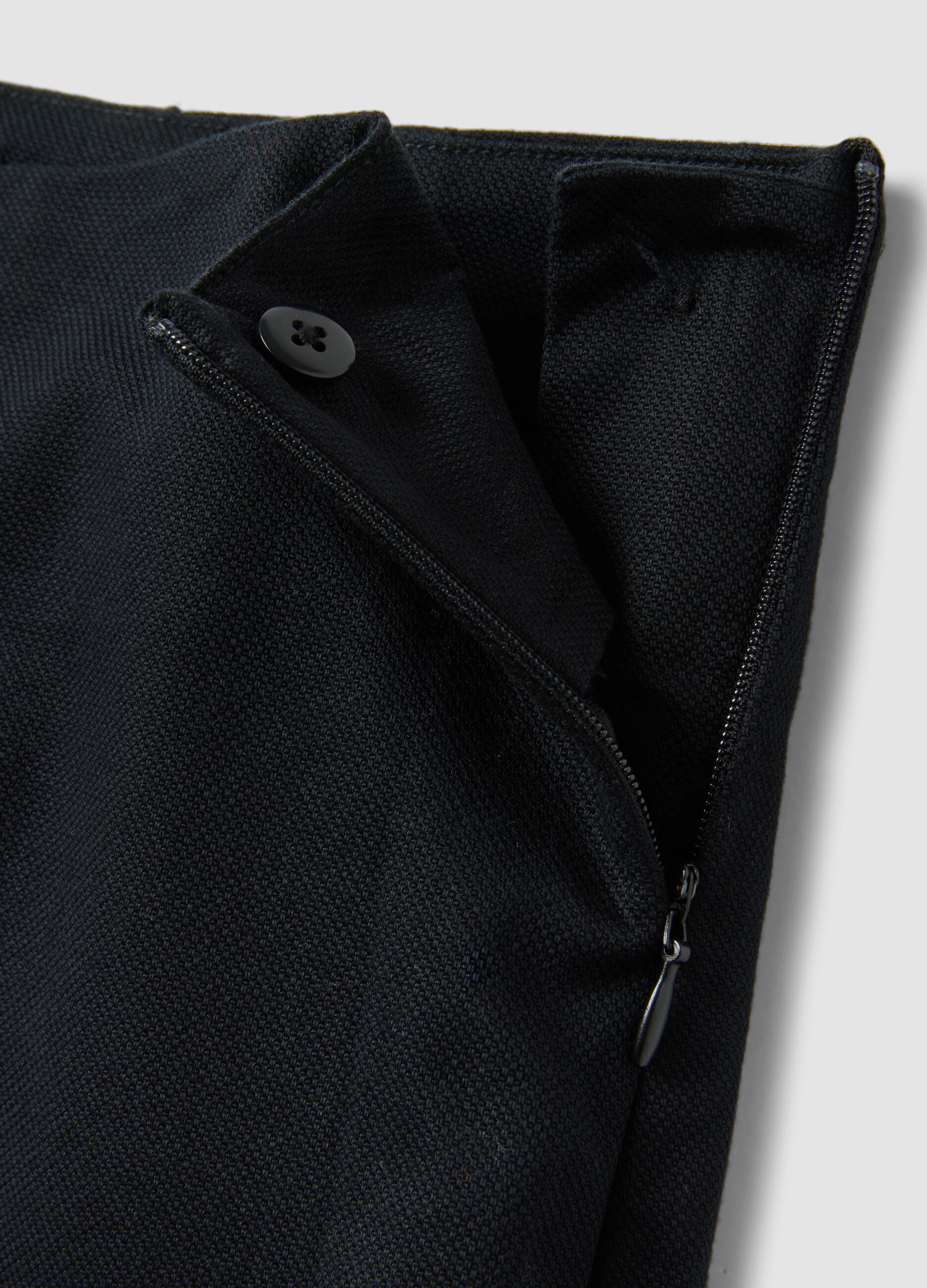 Black Slim Fit Stretch Cotton Ankle Trousers