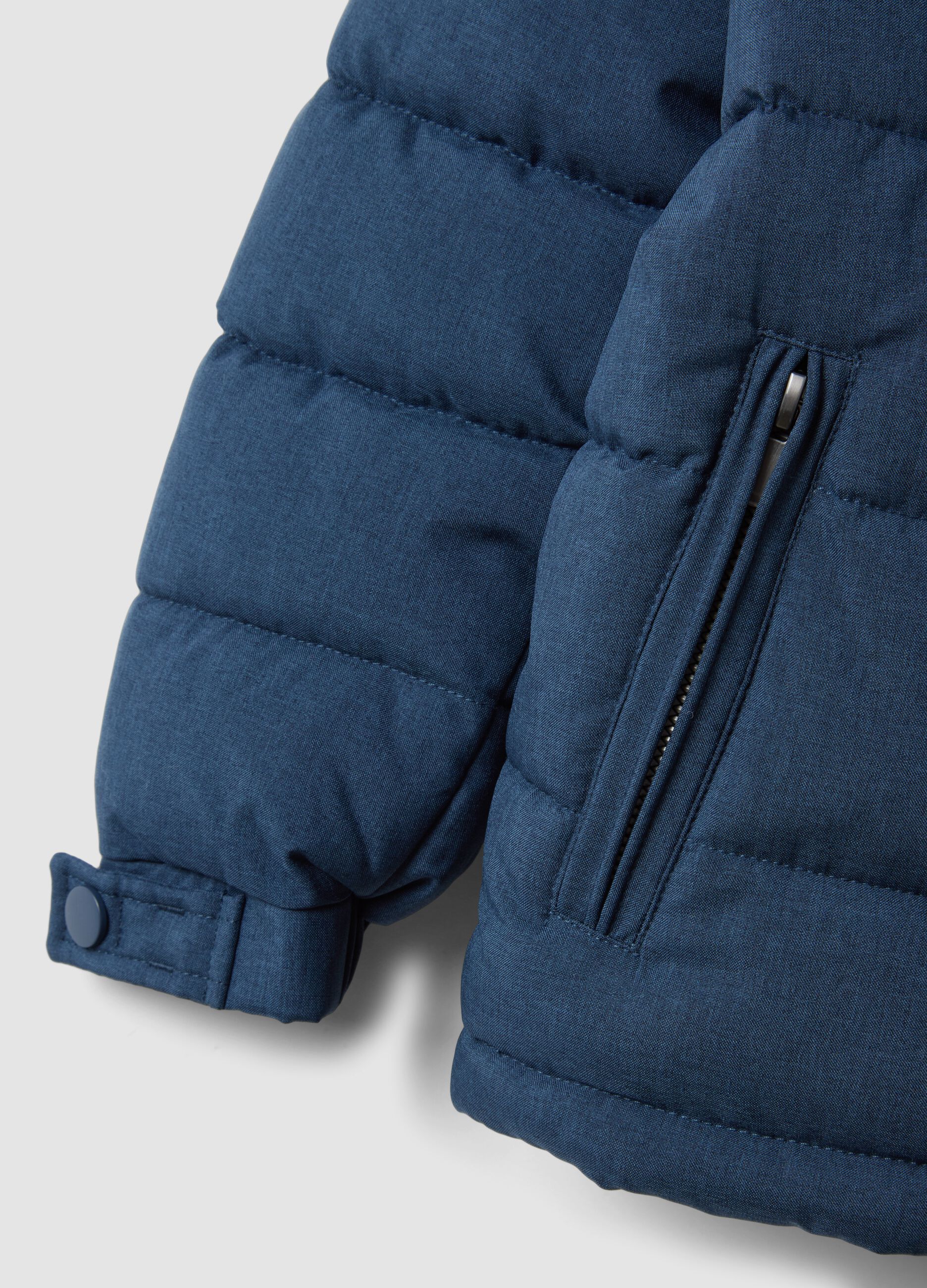 Boys' blue padded hooded jacket