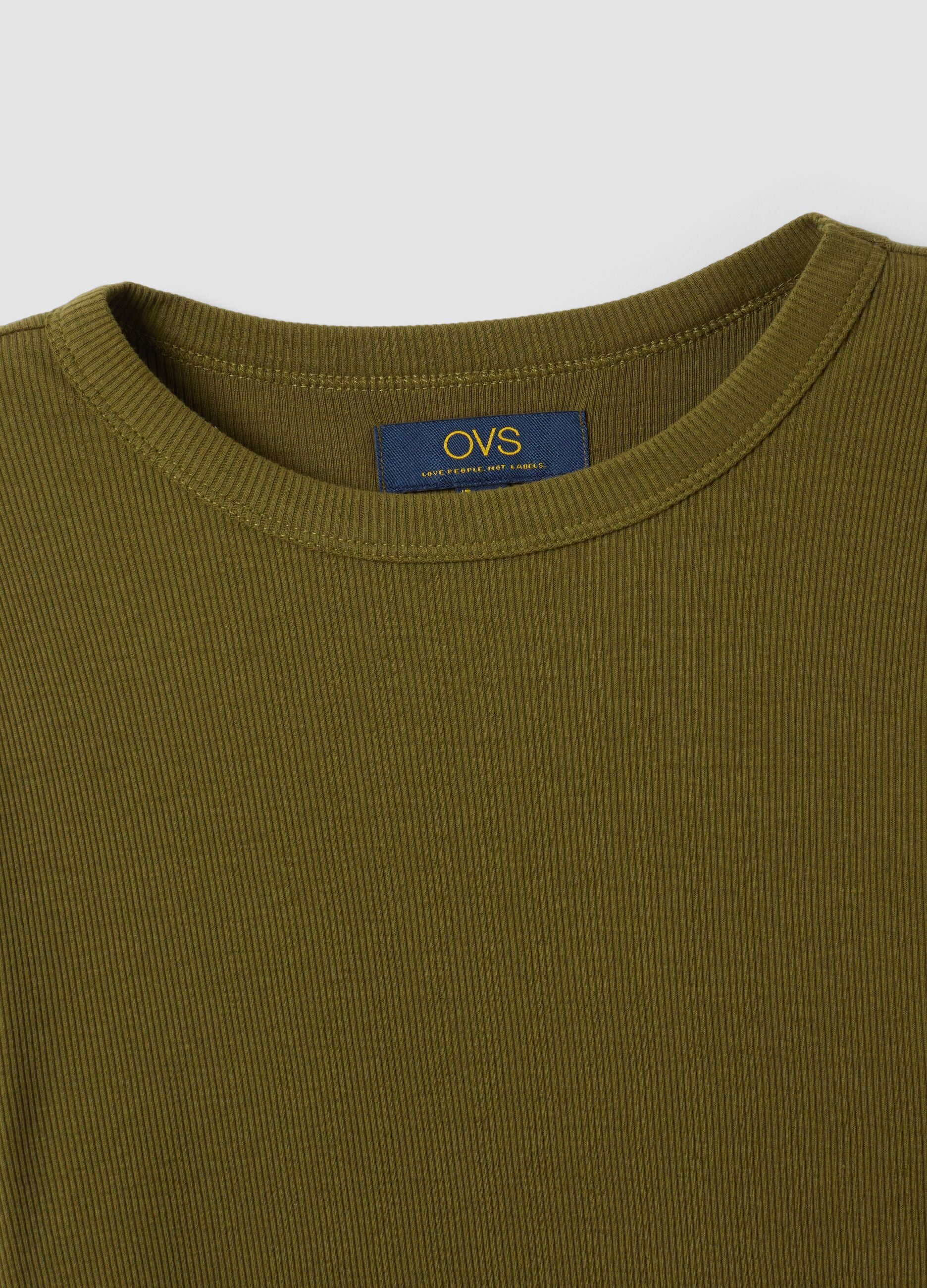 Green long-sleeved pure cotton T-shirt