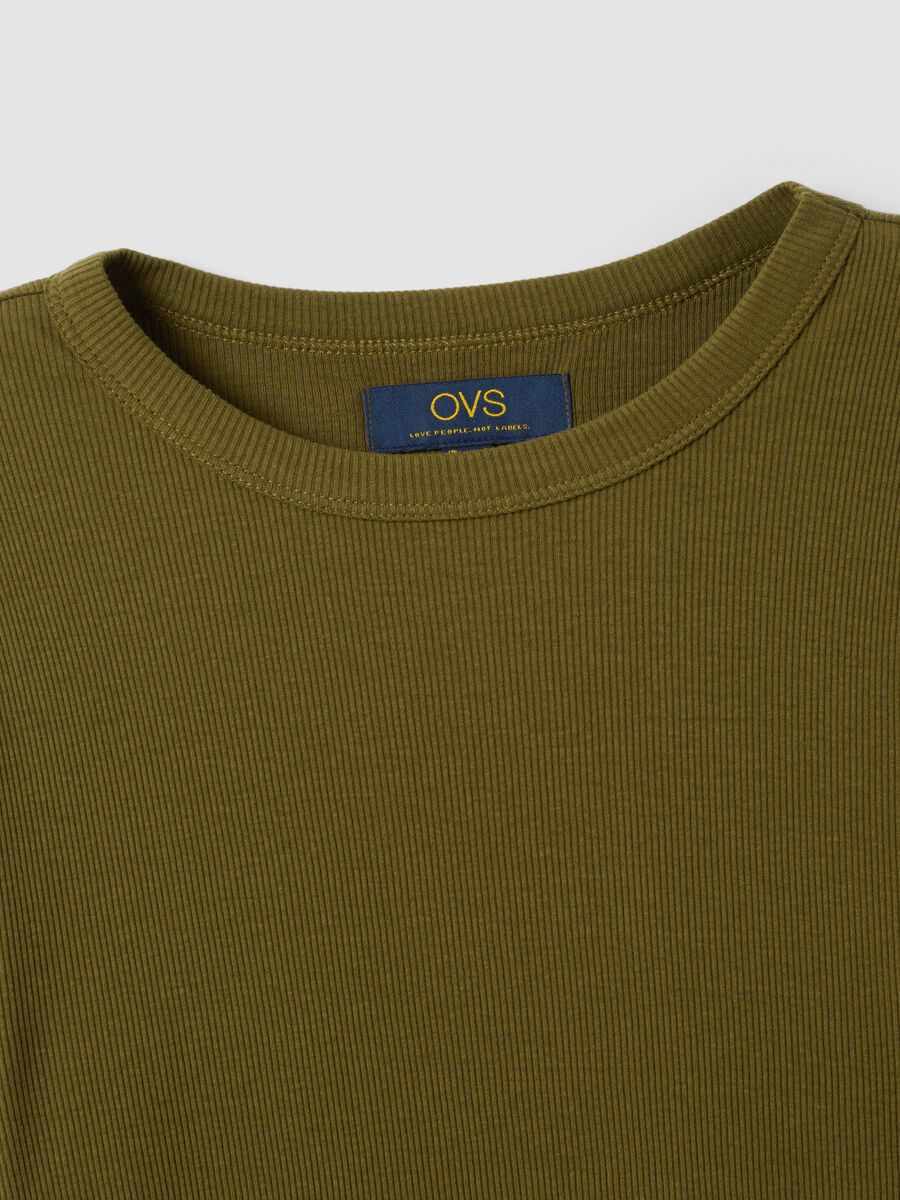 T-shirt verde a maniche lunghe in puro cotone_5