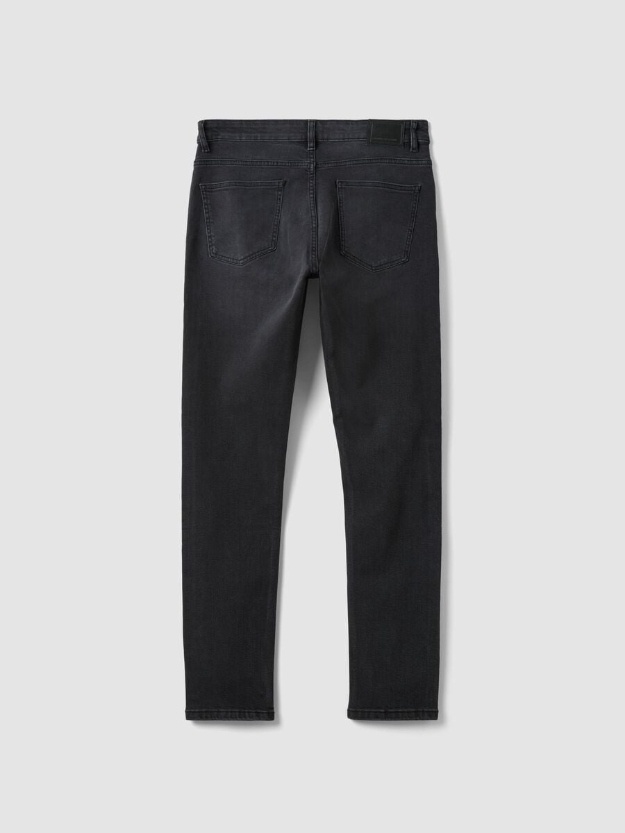 Black slim-fit stretch cotton denim jeans_2