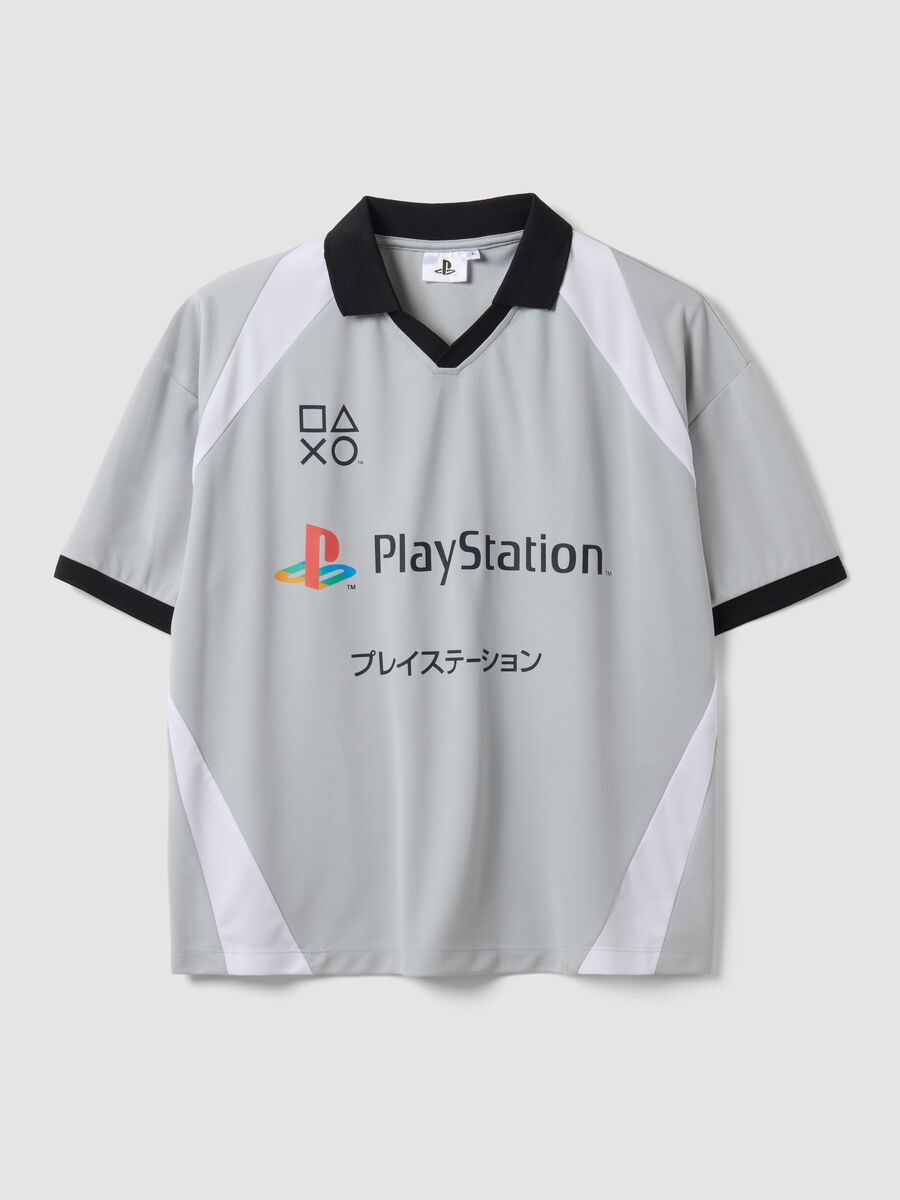 Grey PlayStation V-neck short-sleeve T-shirt_4