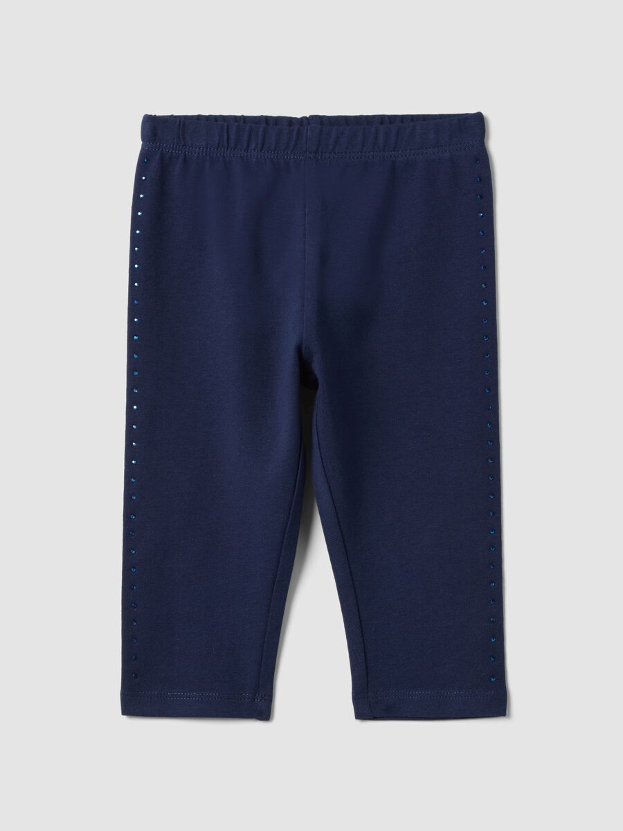 Leggings in cotone elasticizzato blu da bimba slim fit_0