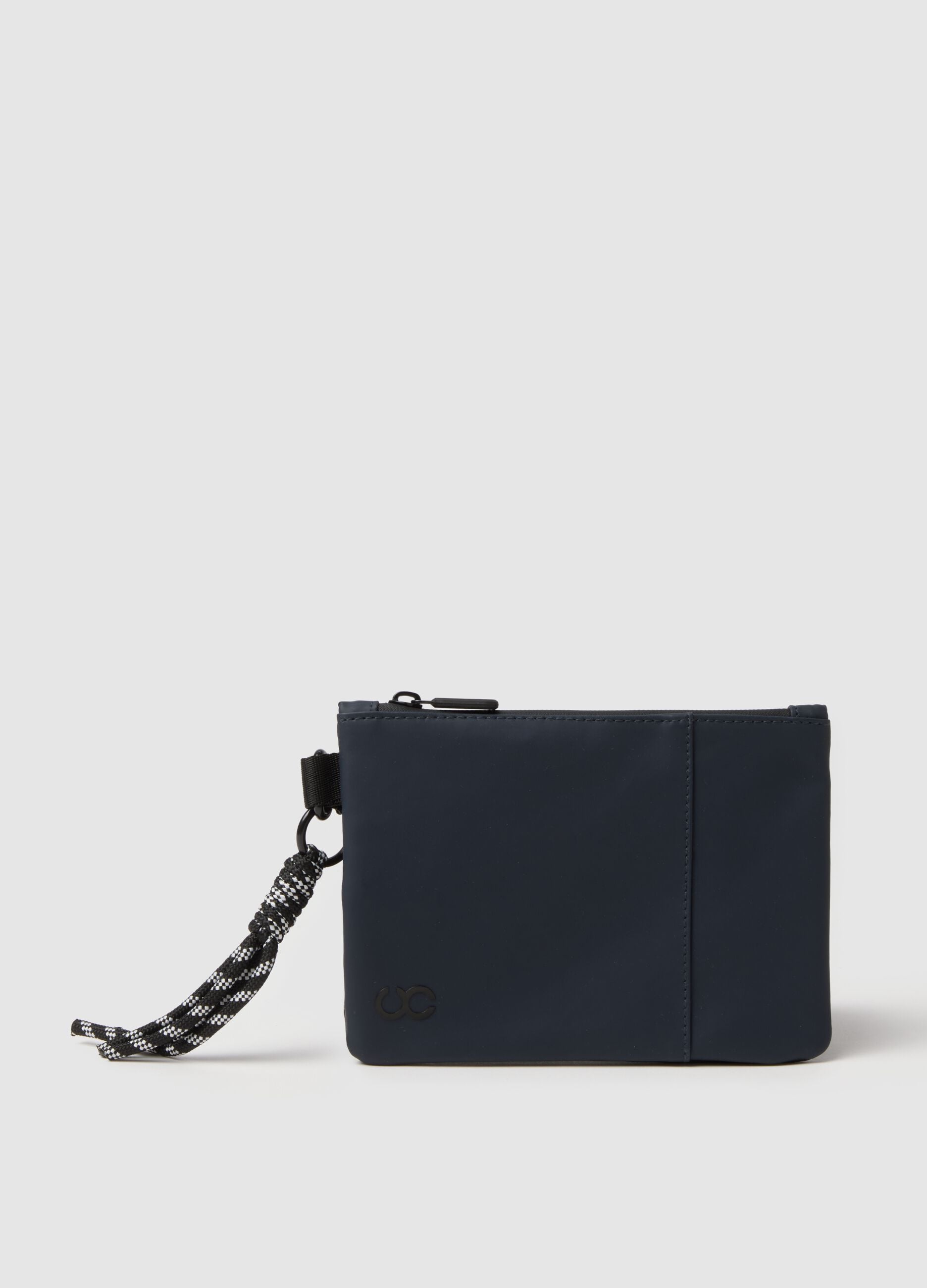 Blue Wallet with Zip and Braided Details