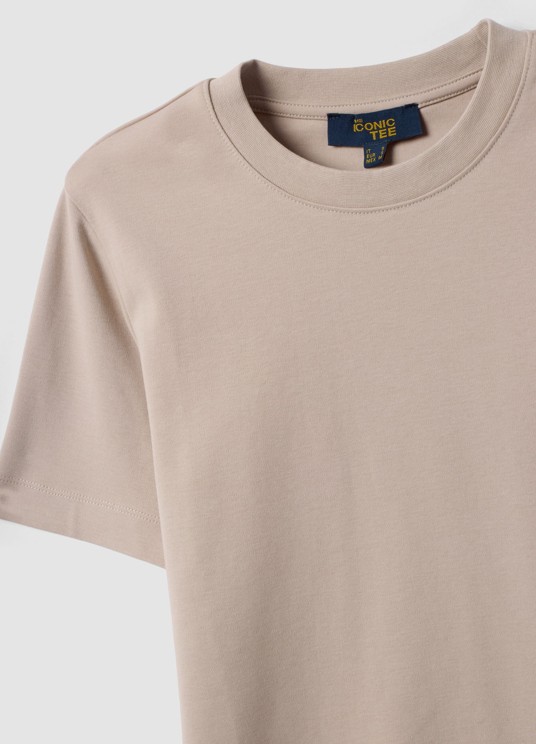 The Iconic Tee relaxed fit beige pure cotton short-sleeve T-shirt