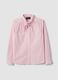 Pink striped stretch cotton shirt with bow, oversized fit_4
