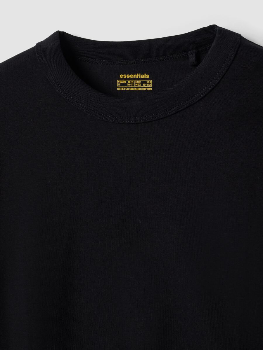Black regular-fit stretch organic cotton T-shirt for boys_2