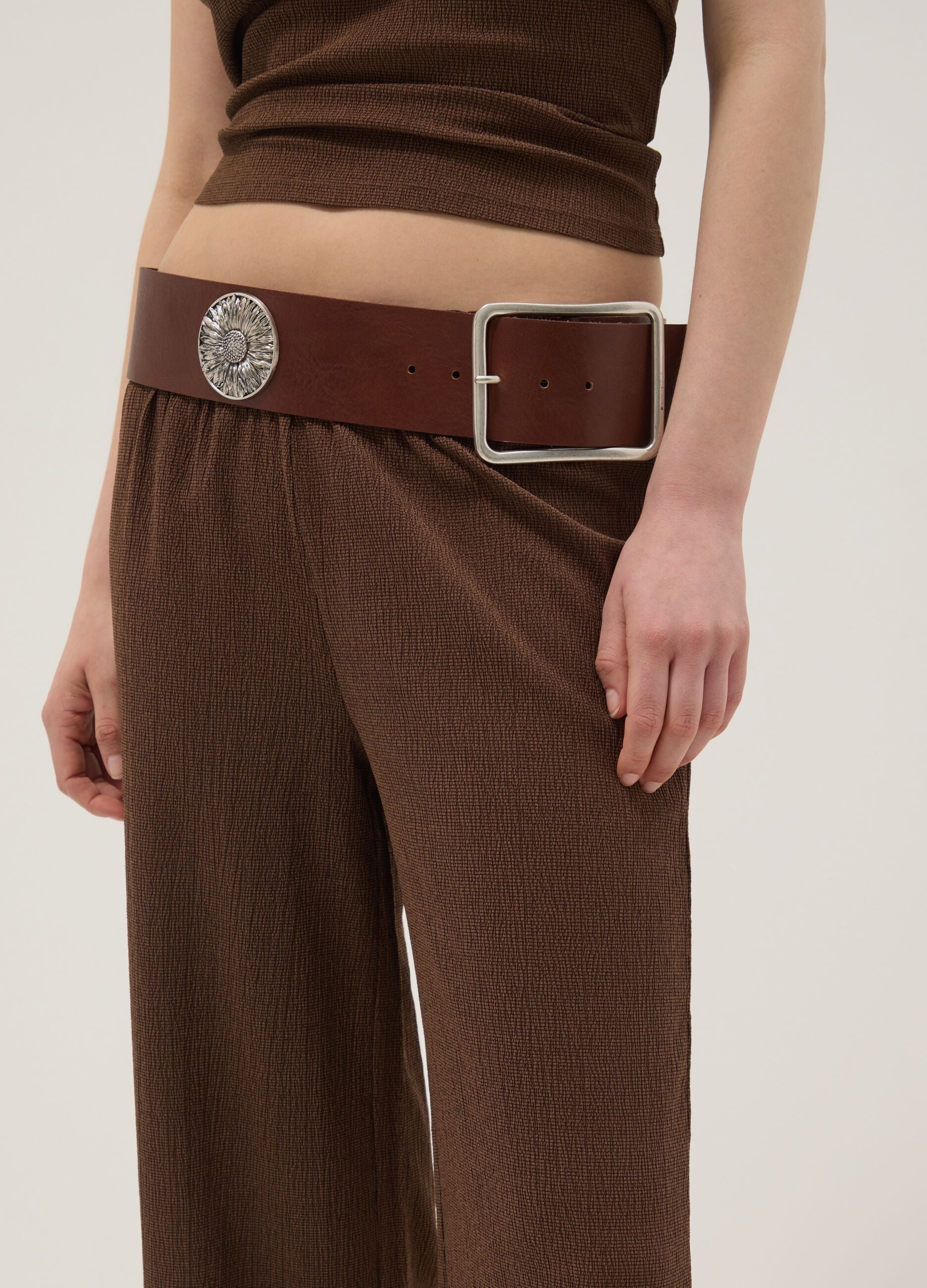 Brown stretch palazzo trousers