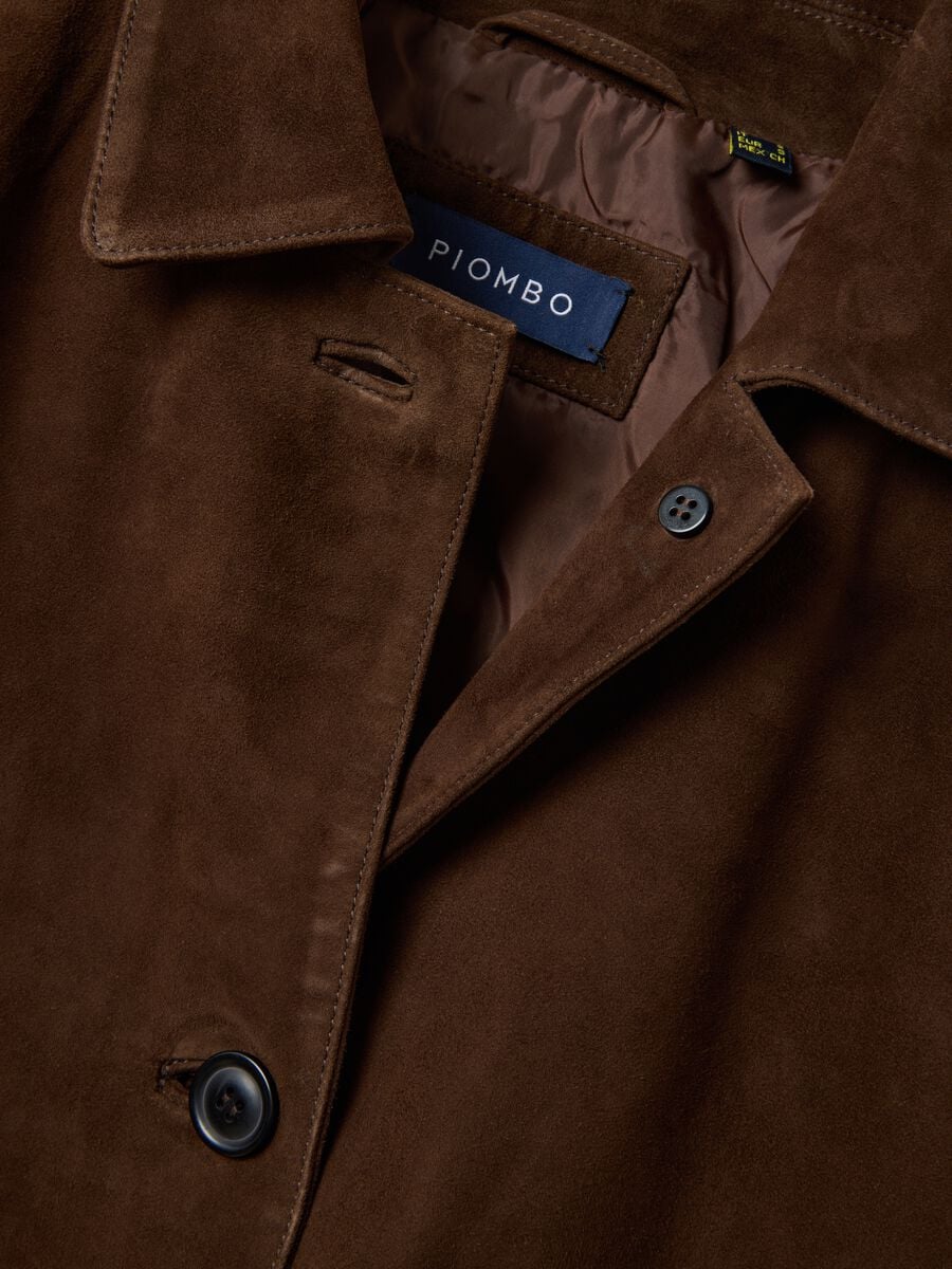 Brown Genuine Leather Blazer with Regular Fit and Classic Lapels_5