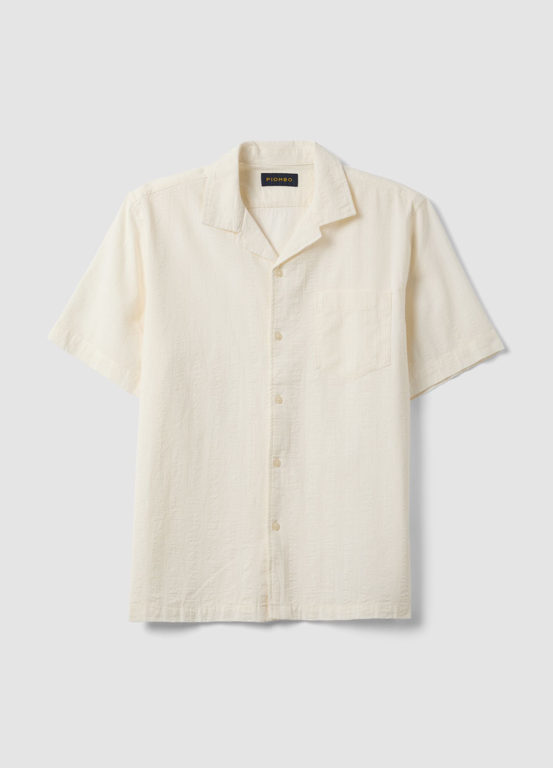 White pure lyocell bowling-collar shirt, regular fit